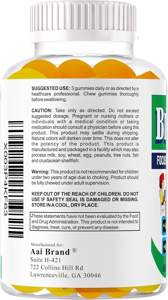 BrightStart Focus Gummies for Kids &amp Teens – Kids Focus and Attention Supplements with Omega 3 DHA Brain Support Supplement for Teens Kids Omega 3 Gummies Daily Children’s Focus Gummy 60 Ct