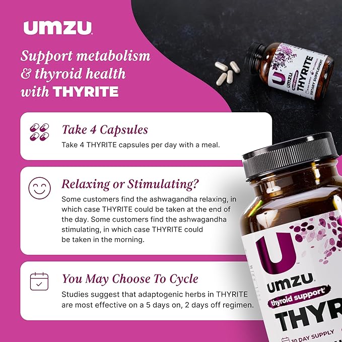 UMZU Thyrite Thyroid Support Supplement 30 Day Supply – Magnesium Zinc Copper Iodine Selenium and Adaptogenic Herbs Formula – Supports Metabolism Energy and Daily Wellness for Balanced Daily Support