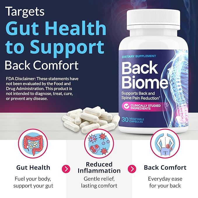 – Advanced 7-Strain Probiotic Formula for Gut &amp Back Health – Supports Digestive Balance Promotes Spinal Comfort – Non-GMO Vegan 30 Capsules