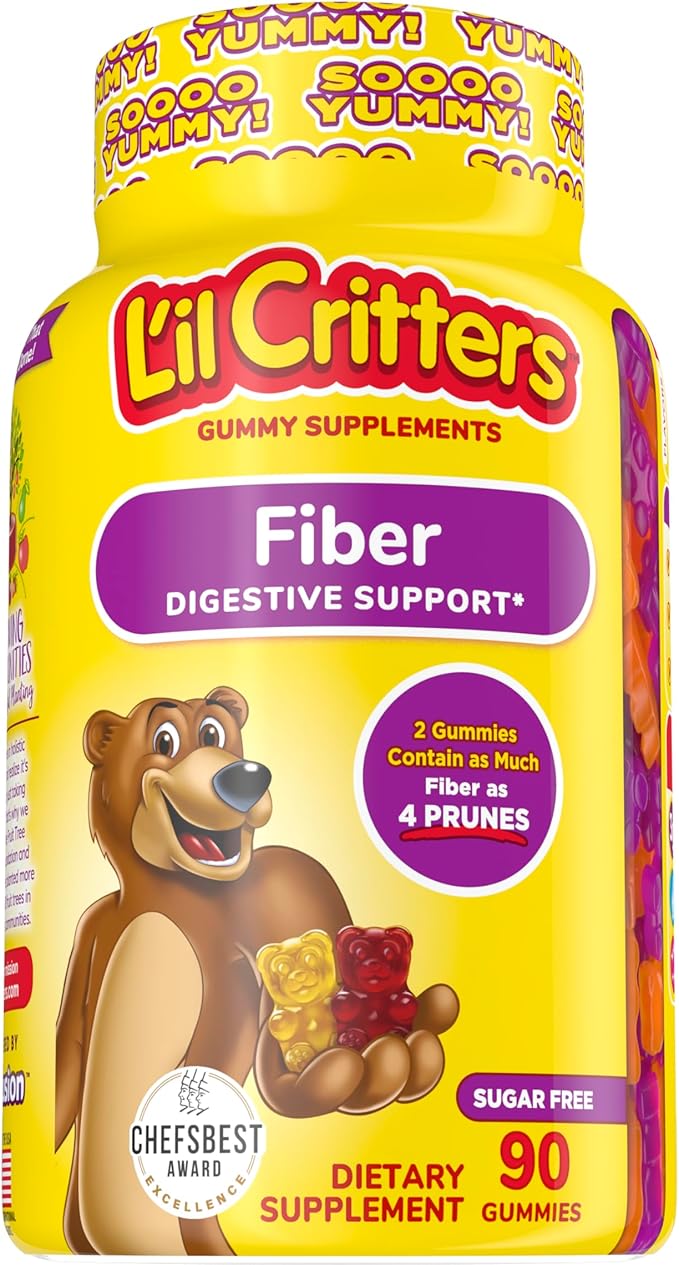 L’il Critters Fiber Daily Gummy Supplement for Kids for Digestive Support Berry and Lemon Flavors &amp Immune C Daily Gummy Supplement Vitamin for Kids for Vitamin C D and Zinc for Immune Support