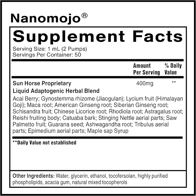 Quicksilver Scientific NanoMojo - Male-Specific Endurance Elixir &amp Energy Boost Support - 19 Herbs Including Epimedium for Men Rhodiola Extract Herbal Ginseng and Adaptogenic Herbs (1.7oz / 50m