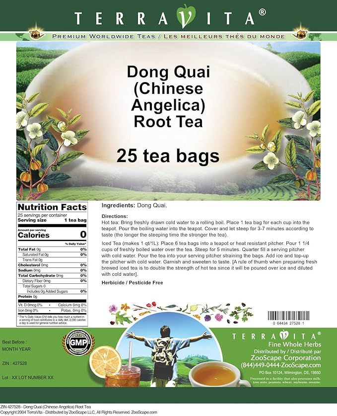 Dong Quai (Chinese Angelica) Root Tea (25 tea bags ZIN: 427528)