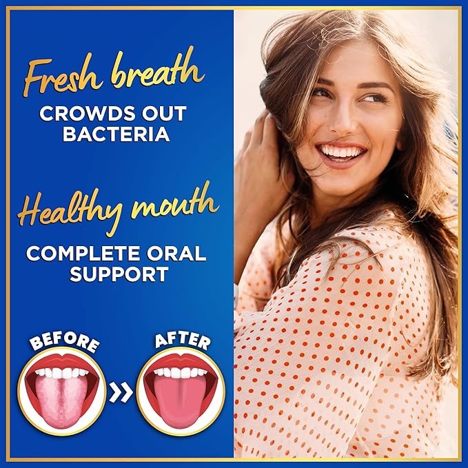 6-PACK Oral Probiotics for Teeth and Gums - 3BN CFU Lactobacillus Salivarius Acidophilus Rhamnosus - Bad Breath Treatment for Adults - 270 Chewable Mint Dental Probiotic Tablets for Women &amp Men