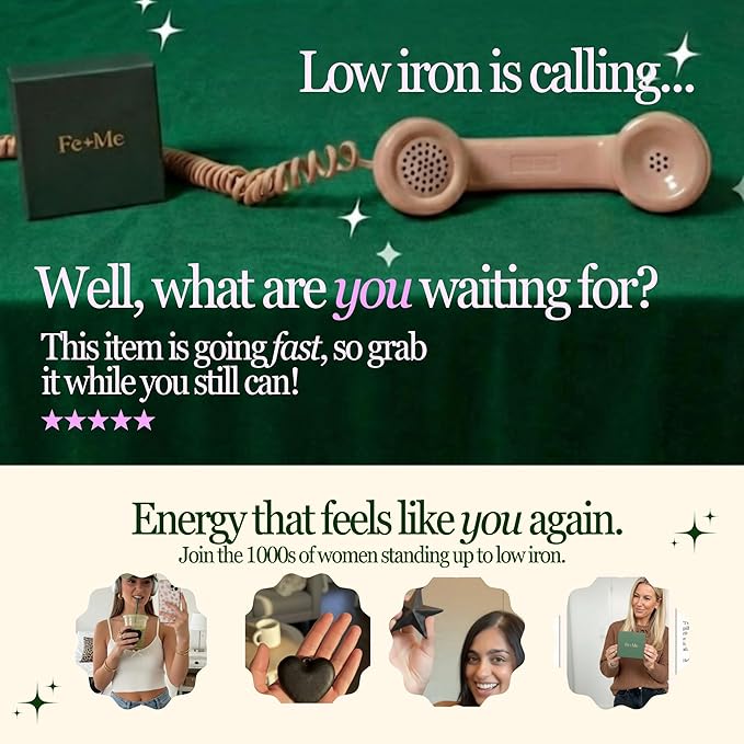 Fe+Me® Ritual Kit (Star) - Natural Iron Supplement Alternative for Women | Iron Heart Tool + Glow Conditioning Oil + Stainless Hook + Cloth Bag | Gentle Daily Iron No Pills No Side Effects
