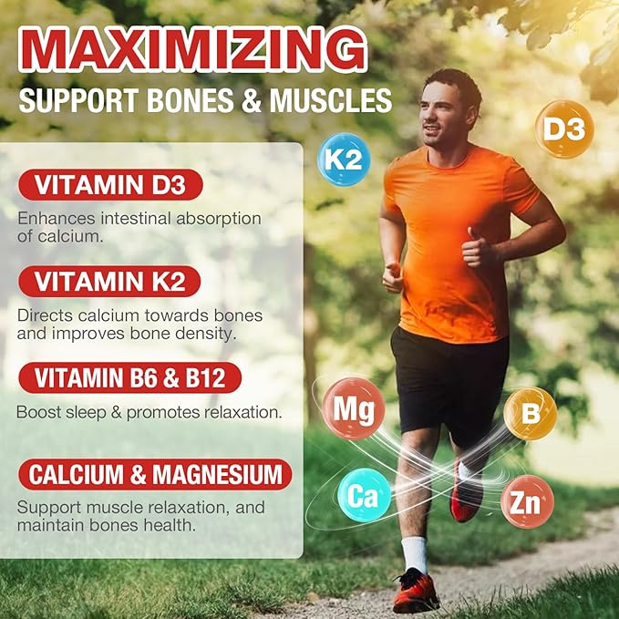 Calcium Citrate Gummies - 1200mg Calcium Gummies with Magnesium Zinc Vitamin D3K2 B6 B12 for Bone Muscle Joints Immune Support High Absorption Calcium Supplements for Women &amp Men 2 Packs