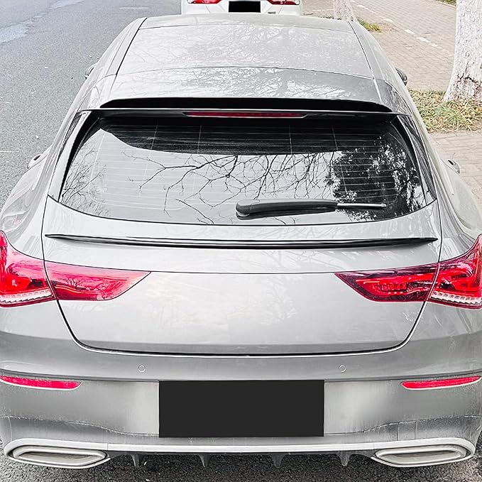 Roof+Rear Trunk Spoiler Wing For Benz CLA Class X118 CLA35/45 AMG 2019-2023 Black