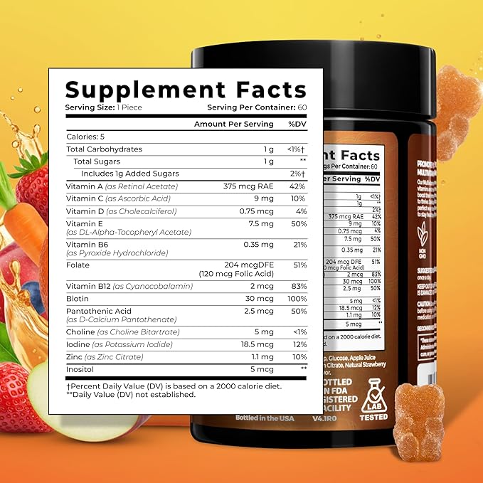 Premium Kids Multivitamin Gummies – 12 in 1 Kids Gummy Vitamins – Growth Chewable Multivitamin for Toddlers and Teens – Immune Brain &amp Focus Support – GMO-Free Gluten-Free – 2 Months Supply