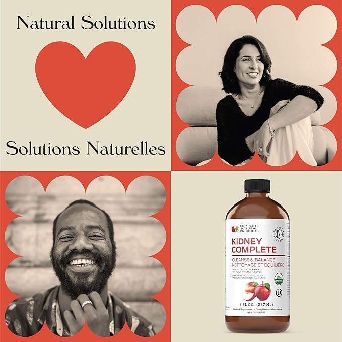 Complete Natural Products Kidney Complete - 8oz Organic Liquid for Kidney Support Cleanse and Detox with Apple Cider Vinegar Lemon &amp Organic Chanca Piedra.