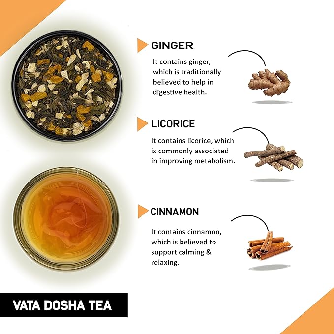 TEACURRY Vata Dosha tea - (1Months Pack 30 Tea Bags) - Helps to Balance Vata Dosha - Part of Tridosha Tea - Helps in Digestion and Belly Area