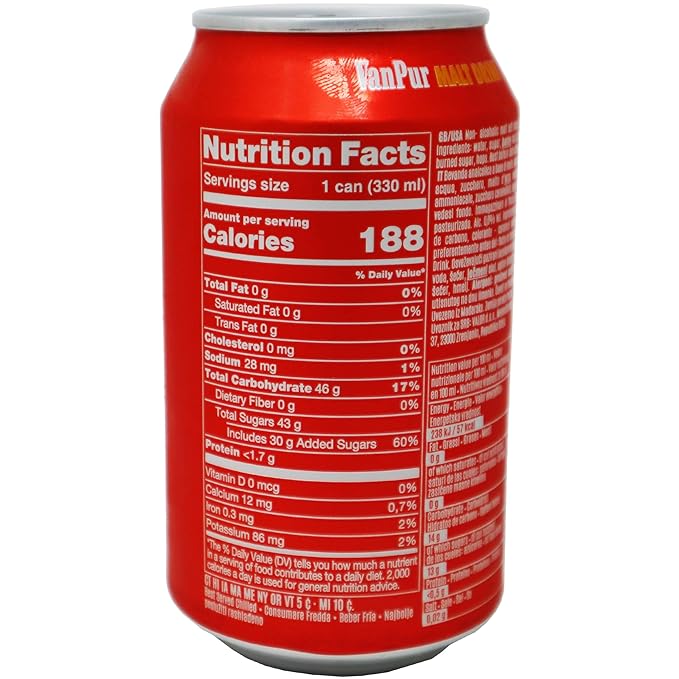 Van Pur Malt Drink Pure Malta (0.0% Alchol) 11.2 oz 12 Pack