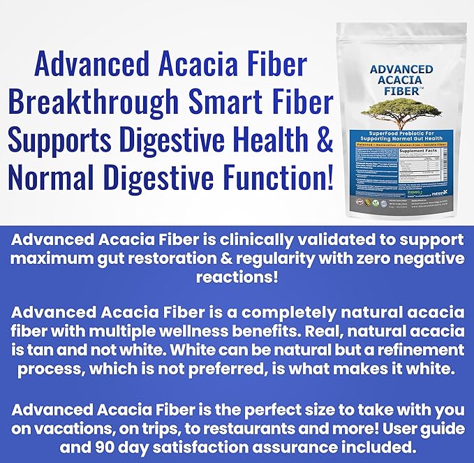 Advanced Acacia Fiber Powder 2.5 Ibs (40oz) Organic Soluble Fiber Leaky Gut Repair Powder. Natural Supplement Prebiotic for Gut Repair