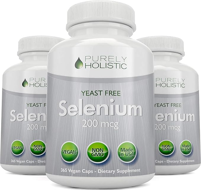 Selenium 200mcg - 365 Vegan Capsules not Tablets - Pure &amp Yeast Free L-Selenomethionine for Improved Absorption - Thyroid Heart and Immune System Support - Antioxidant Trace Mineral - Made in US