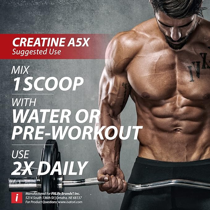 iSatori Creatine A5X with Creatine Monohydrate &amp Betaine Anhydrous for Muscle Growth Strength Building &amp Recovery - Dietary Supplement for Training &amp Weight Lifting - Unflavored (50 Serv