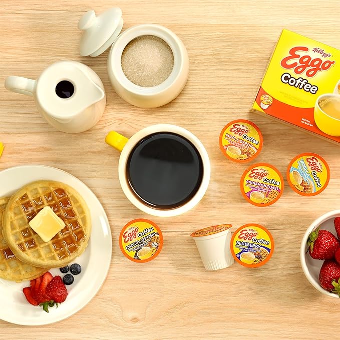 Eggo Beverages Maple Syrup Waffle Flavored Coffee Pods for Keurig K Cup Brewers Fair Trade Certified 40 Count – Sweet and Rich Breakfast Brew