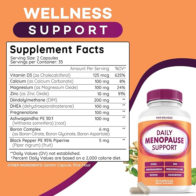 Menopause and Perimenopause Supplement for Women 10-1 Relief Formula for Hot Flashes Night Sweats Mood Energy &amp Hormone – DIM Ashwagandha Vitamin D DHEA Zinc Magnesium 2-Pack 140 Capsules