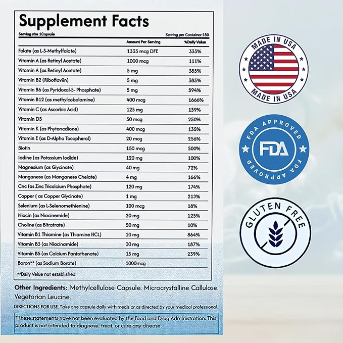 Methylene Blue 1% Liquid (4oz) + Methylated Multivitamin Bundle – 118ML Drops &amp 180 Capsules – Active 5-MTHF Methyl B12 &amp B Complex – Made in USA – Third Party Tested Supplements