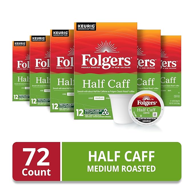 Folgers Half-Caff Medium Roast Coffee 72 Keurig K-Cup Pods