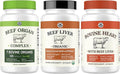 Beef Organ Complex + Organic Beef Liver + Grass Fed Heart &amp Liver Supplements - Organic Nutrient Dense Superfood for Overall Energy Health &amp Wellness - No Fillers Freeze Dried Supplements