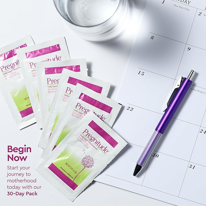 Pregnitude Reproductive Fertility Support - Helps Promote Regular Ovulation - Menstrual Cycles and Increase Quality of Eggs - 30 Day Supply 60 Packets