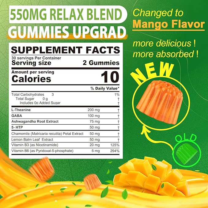 NEVISS Sugar Free L-Theanine Calm Gummies 120 Counts + Sugar Free 5-HTP Gummies 120 Counts