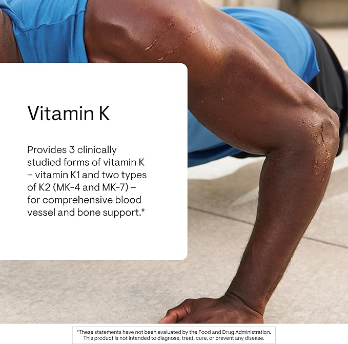 THORNE - Vitamin K - Vitamins K1 and K2 (as MK-4 and MK-7) Capsule Supplement - Supports Strong Bones* - Clinically Studied Ingredients - Third-Party Certified - Gluten Dairy &amp Soy-Free - 60 Caps