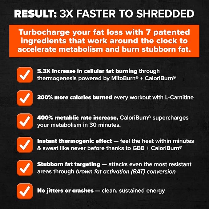 ALPHA LION Stubborn Fat Loss Stack – Superhuman Burn Pre Workout + Burn2O Liquid L-Carnitine 2000mg (ShredBerry) – 2-in-1 Thermogenic Fat Burning Stack for Men &amp Women