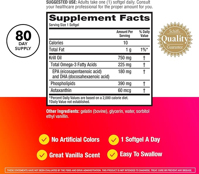 MegaRed Antarctic Krill Oil 750mg Omega 3 Fatty Acid Supplement Ultra Concentrate EPA &amp DHA Softgels Antioxidant Astaxanthin Heart Health Supplement with No Fish Oil Aftertaste 80ct