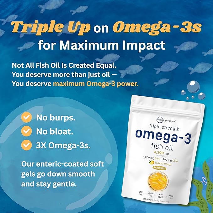 Micro Ingredients Omega-3 Fish Oil 4200mg Softgels &amp Mega Probiotics 200 Billion CFU Veggie Capsules | 2 Pack Bundle | Wild-Caught Burpless Lemon Flavor | 40 Strains + Inulin Acacia &amp Bro
