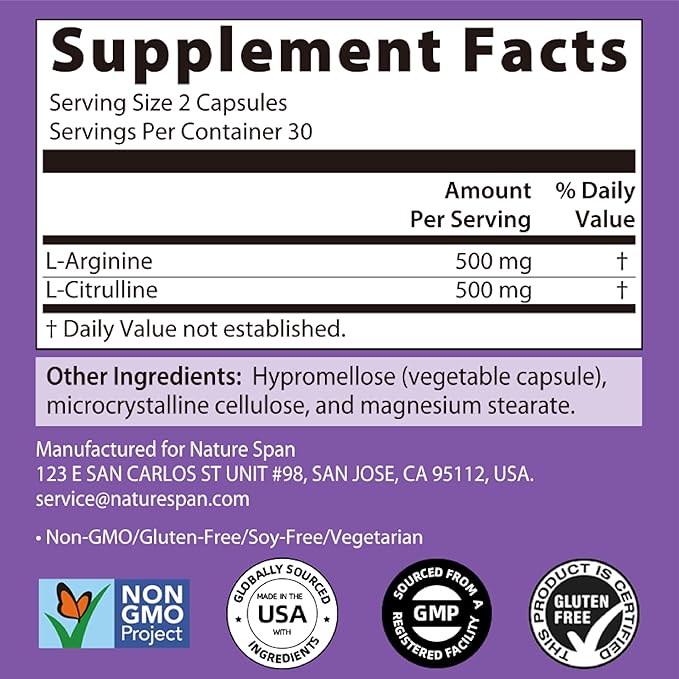 L-Arginine + L-CitrullineEggplant Care60 Capsules