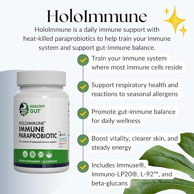 Healthy Gut HoloImmune | Paraprobiotic with Immuse Immune Support | 30 Servings