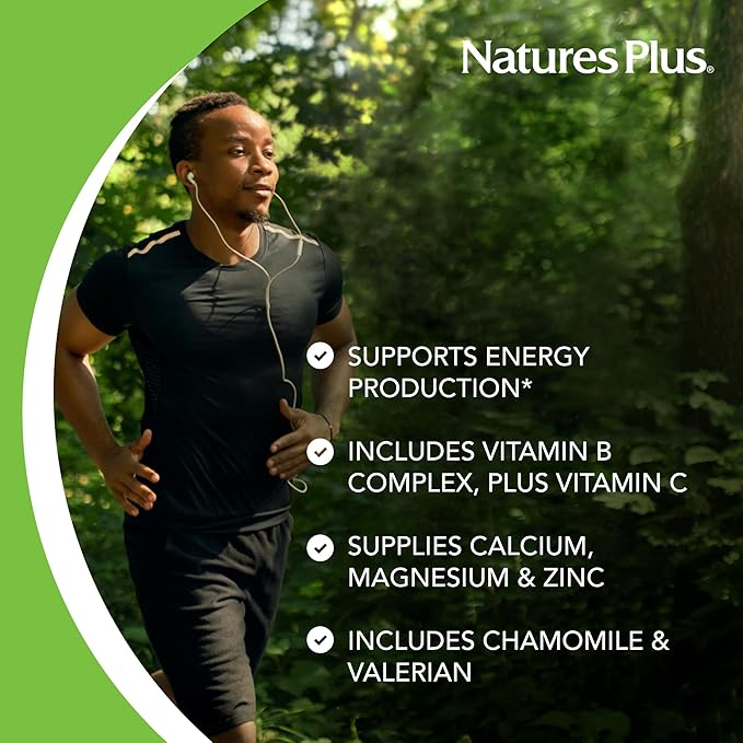 NaturesPlus Mega-Stress Complex Sustained Release - 90 Vegetarian Tablets - B Complex Vitamin C Stress Relief Supplement Chamomile &amp Herbs for Natural Calm - Gluten-Free - 90 Servings