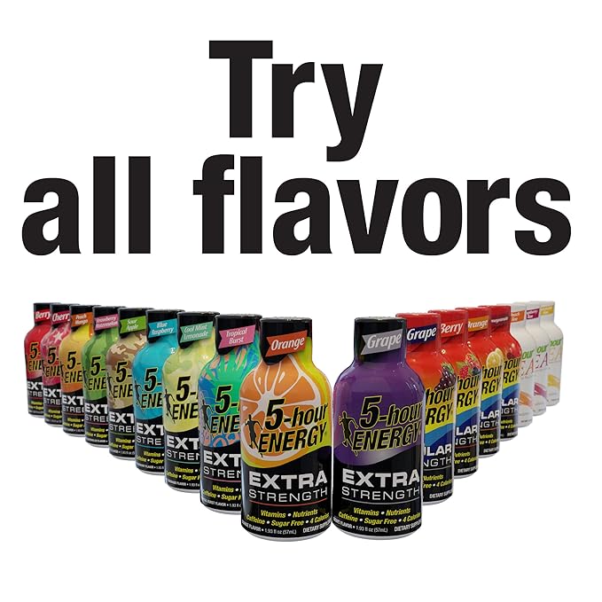 5 Hour Energy Shot Extra Strength Sour Apple- 72 Pack of 2 Ounce Bottles