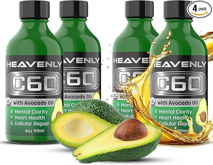 HNP Labs C60 Avocado Oil Cold Pressed Organic - Boost Energy Mental Clarity Slow Aging Naturally and Performance - 99.99% Sublimated C60 USA Made Organic Avocado Oil – GMP Certified for Safety
