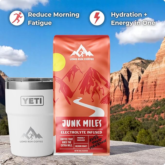 Long Run Coffee – Hydrating Coffee with Electrolytes – All Natural Energy + Hydration + Recovery for Athletes – Stomach Friendly Electrolyte Coffee for Runners (5 lb Medium Roast)