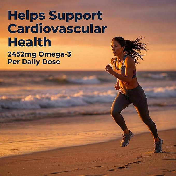 AQUAOMEGA 3X Extra Strength Omega-3 Fish Oil for Heart Brain &amp Immune Support 1636mg EPA 544mg DHA + Vitamin D3 Full Natural Triglyceride Form Wild Caught IFOS 5-Star Certified (120 Softgels