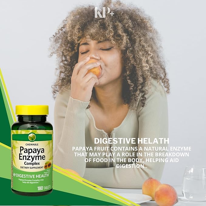 KP+ Papaya Enzyme Complex Chewable Tablets | Digestive Health Support | 180 Tablets | Pack of 2