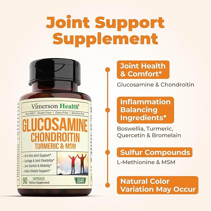Vimerson Health Glucosamine Chondroitin MSM with Turmeric Boswellia &amp Liver Cleanse Detox &amp Repair 40+ Liver Supplement with 50% Silymarin Milk Thistle Extract for Joint and Liver Support
