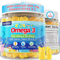 Kids Omega 3 Gummies + Calcium 400mg + Vitamin D3 K2 + C Omega-3 DHA &amp EPA Supplement - No Fish Burps No Sugar - Kids &amp Teens Omḛga 3 + Multivitamin Gummy for Strong Bones Brain Immune Ey