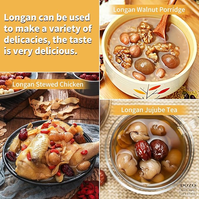 DOZO Longan Dried Longan Thailand 14.1oz/400g Natural Longan Dried Fruit Pure Dry Longan Fruit Longan Tea Longan Seedless No Add Snacks＆Cooking 泰国龍眼乾 桂圆肉