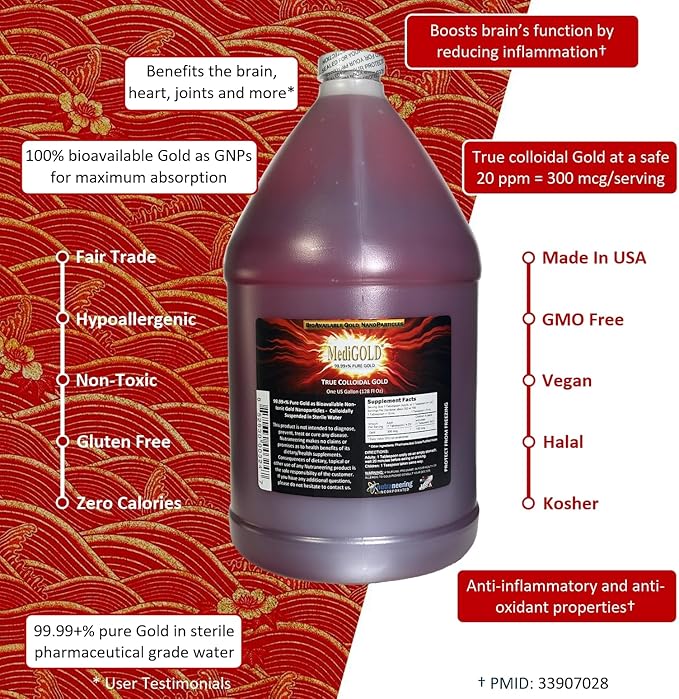True colloidal Gold - 1 U.S. Gallon in BPA Free Plastic jug