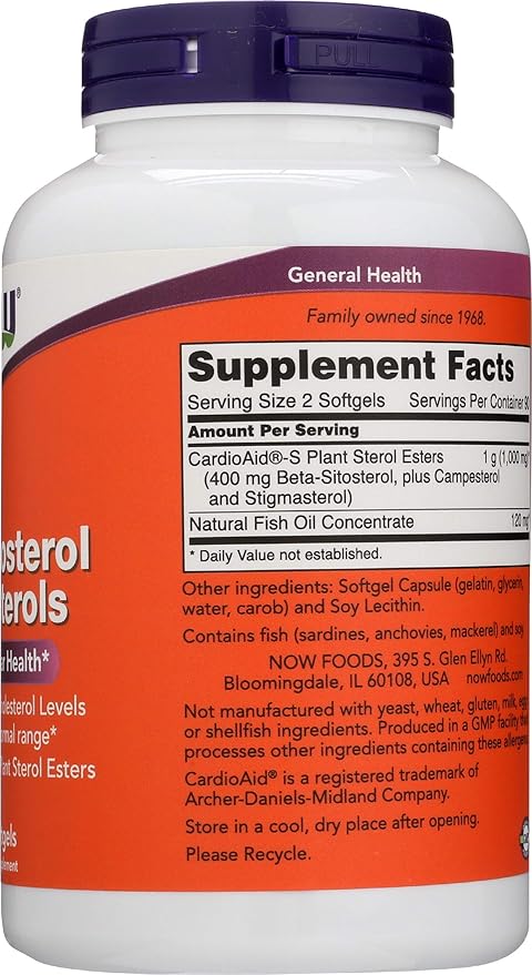 NOW FOODS SPO Beta-Sitosterol Plant Sterols with Fish Oil 180 Count