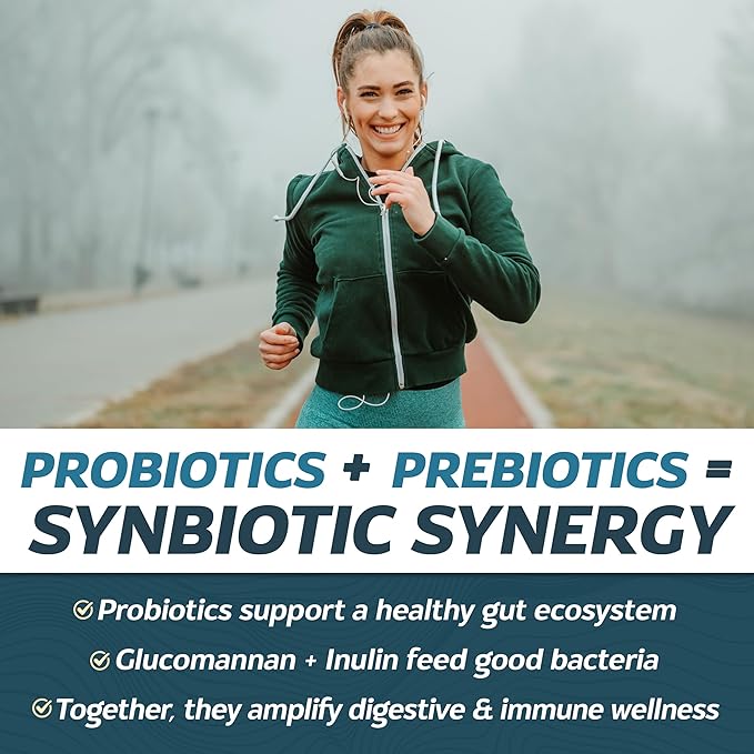Nutri-Spec Immune Restore Probiotics &amp Prebiotic for Women and Men - with L reuteri Bifidobacterium Longum &amp More - for Digestive Health After Use of Antibiotics Increased Immunity - 120 Ca