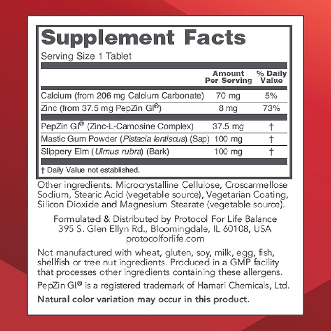 PROTOCOL FOR LIFE BALANCE GI Guard - for Gastric Health &amp Comfort - with PepZin GI - for Digestive Gut Health - Non-GMO &amp Vegan - 60 Tablets