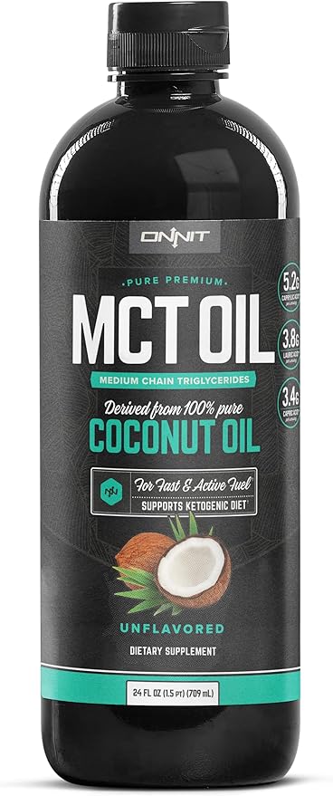 Onnit MCT Oil - Pure MCT Coconut Oil Ketogenic Diet and Paleo Optimized with C8 C10 Lauric Acid - Perfect for Coffee Shakes and Cooking (Flavorless - 24oz)