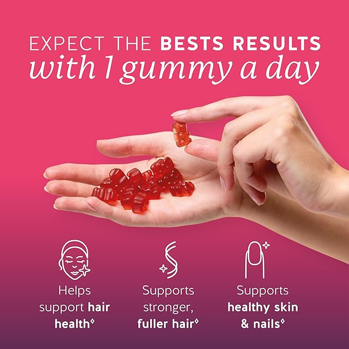 Biotin Gummies for Hair Skin &amp Nails. 5000 mcg High Potency Vegan Vitamins for Faster Hair Growth Stronger Nails &amp Healthy Skin. with Vitamins C &amp E 30 Gummies