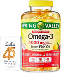 Omega-3 from Fish Oil Heart General &amp Brain Health Dietary Supplement Softgels 1000 mg 120 Count Bundle with Luall's 45 Diabetes Decoded