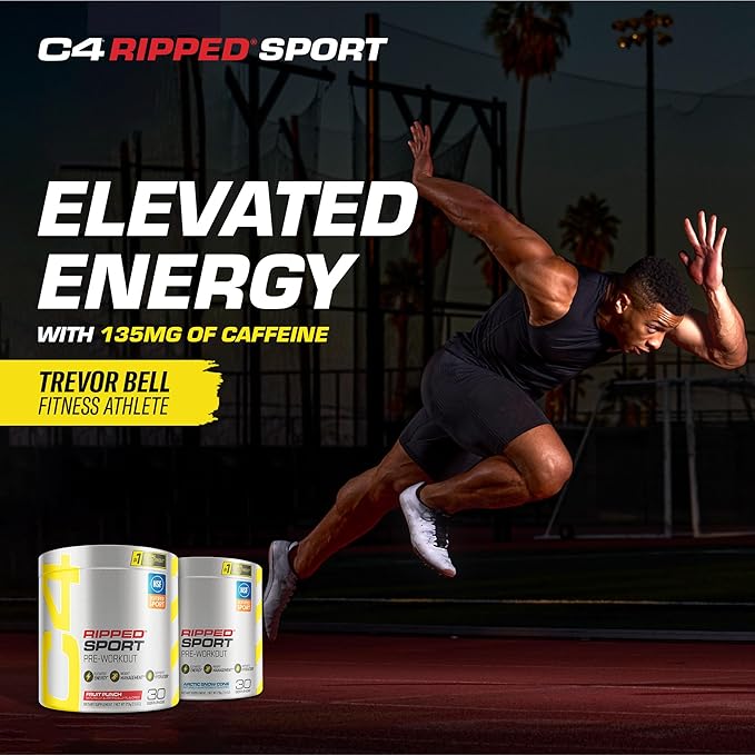 Cellucor C4 Ripped Sport Pre Workout Powder Arctic Snow Cone - NSF Certified for Sport + Sugar Free Preworkout Energy Supplement for Men &amp Women - 135mg Caffeine + Weight Loss - 30 Servings