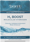 BRAINMD H2 Boost Molecular Hydrogen - 30 Tablets - Antioxidant Water Enhancer - Vegan Gluten Free - 30 Servings