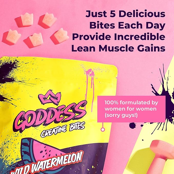 Primal Queen Goddess Creatine Gummies – Low-Sugar Chewable Creatine for Women | Booty and Muscle Builder Faster Recovery Strength | High-Potency Wild Watermelon Flavor – 150 Bites (5g per Serving)