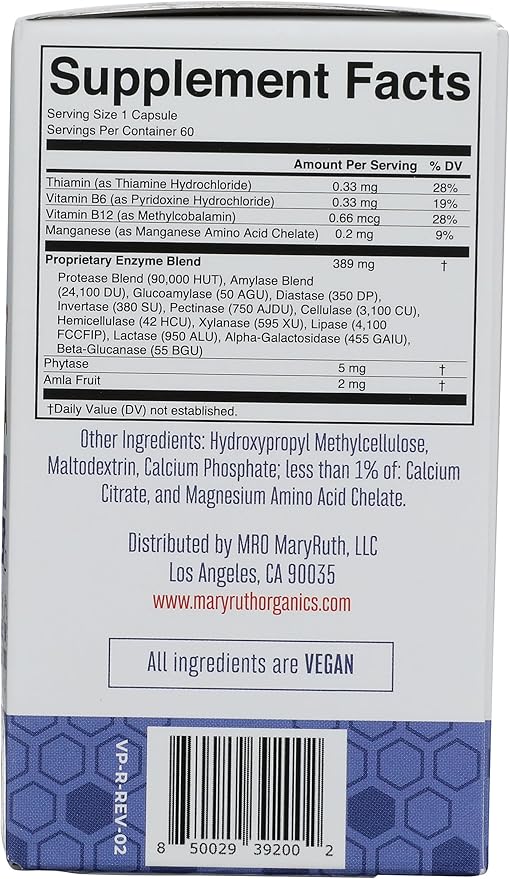 Mary Ruth's Capsules Ultra Digestive Food Enzymes 60 Count